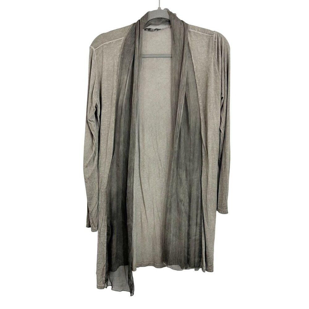 Epoca Gray Chiffon Jersey Knit Open Front Cardigan Lagenlook Artsy - Size Medium